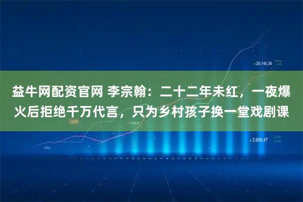 益牛网配资官网 李宗翰：二十二年未红，一夜爆火后拒绝千万代言，只为乡村孩子换一堂戏剧课